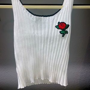 White ribbed crop tank